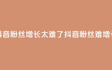 抖音粉丝增长太难了(抖音粉丝难增长?) 第1张 抖音粉丝增长太难了(抖音粉丝难增长?) 第1张