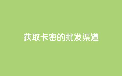 获取卡密的批发渠道 第1张 获取卡密的批发渠道 第1张