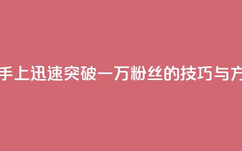 如何在快手上迅速突破一万粉丝的技巧与方法 第1张 如何在快手上迅速突破一万粉丝的技巧与方法 第1张