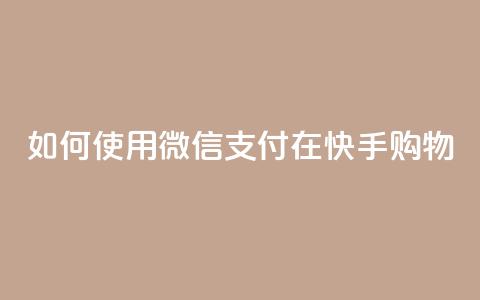 如何使用微信支付在快手购物? 第1张 如何使用微信支付在快手购物? 第1张