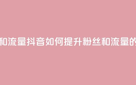 抖音怎么涨粉丝和流量 - 抖音如何提升粉丝和流量的最佳策略~ 第1张 抖音怎么涨粉丝和流量 - 抖音如何提升粉丝和流量的最佳策略~ 第1张