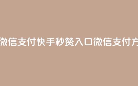 快手秒赞入口微信支付 - 快手秒赞入口微信支付方式详解。 第1张 快手秒赞入口微信支付 - 快手秒赞入口微信支付方式详解。 第1张
