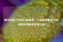 盘中必读|今日共76股涨停，三大指数集体下跌，美容护理板块逆市大涨