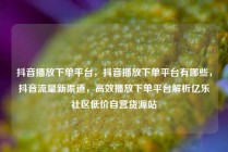 抖音播放下单平台，抖音播放下单平台有哪些，抖音流量新渠道，高效播放下单平台解析亿乐社区低价自营货源站
