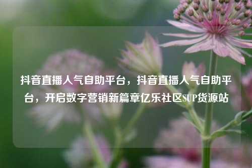 抖音直播人气自助平台	，抖音直播人气自助平台，开启数字营销新篇章亿乐社区SUP货源站  第1张