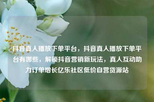 抖音真人播放下单平台	，抖音真人播放下单平台有哪些，解锁抖音营销新玩法，真人互动助力订单增长亿乐社区低价自营货源站  第1张