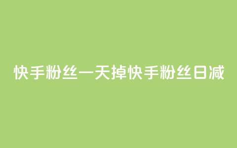 快手粉丝一天掉500(快手粉丝日减500)  第1张