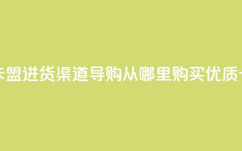 卡盟进货渠道 - 卡盟进货渠道导购:从哪里购买优质卡盟商品?~ 第1张 卡盟进货渠道 - 卡盟进货渠道导购:从哪里购买优质卡盟商品?~ 第1张