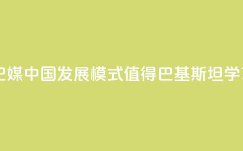 巴媒：中国发展模式值得巴基斯坦学习  第1张