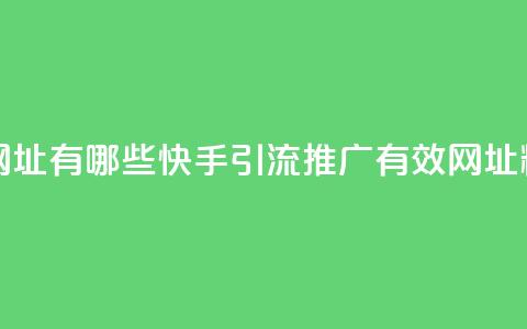 快手推广引流网址有哪些 - 快手引流推广有效网址精选推荐! 第1张 快手推广引流网址有哪些 - 快手引流推广有效网址精选推荐! 第1张