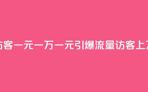 低价刷访客一元一万 - 一元引爆流量，访客上万！  第1张