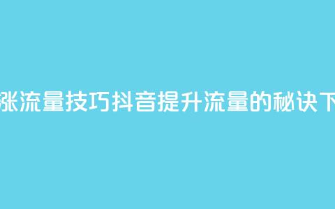 抖音涨流量技巧(抖音提升流量的秘诀) 第1张 抖音涨流量技巧(抖音提升流量的秘诀) 第1张