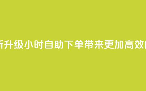 24自助下单 - 全新升级! 24小时自助下单带来更加高效的服务~ 第1张 24自助下单 - 全新升级! 24小时自助下单带来更加高效的服务~ 第1张