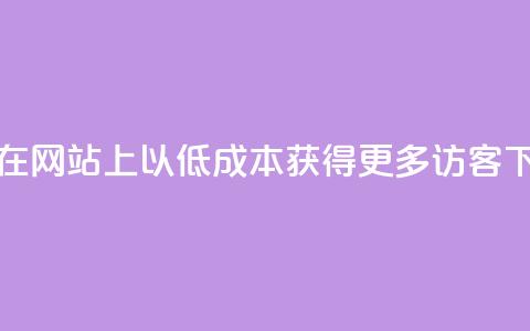 如何在网站上以低成本获得更多访客? 第1张 如何在网站上以低成本获得更多访客? 第1张