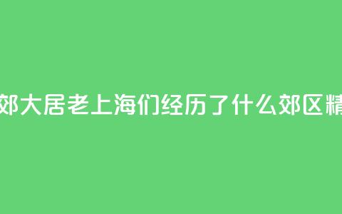生活在市郊大居，“老上海”们经历了什么？_郊区精细化治理③  第1张