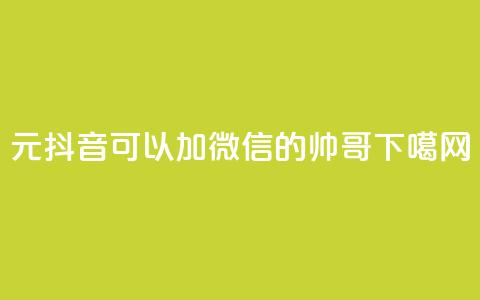 1元100抖音 - 可以加微信的帅哥  第1张