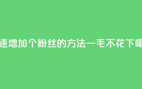 快速增加1000个粉丝的方法	，一毛不花！  第1张