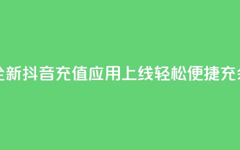 抖音充值APP - 全新抖音充值应用上线，轻松便捷充余额！  第1张