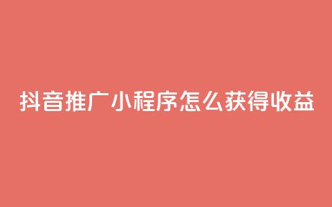抖音推广小程序怎么获得收益 - 如何利用抖音推广小程序赚取收益。  第1张