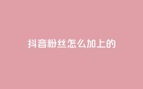抖音粉丝怎么加上的 - 如何提升抖音粉丝量~ 第1张 抖音粉丝怎么加上的 - 如何提升抖音粉丝量~ 第1张