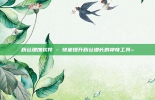 粉丝增加软件 - 快速提升粉丝增长的神奇工具~