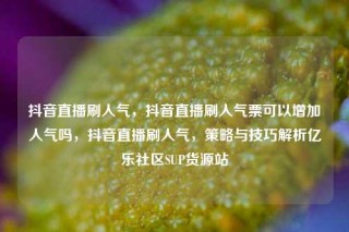 抖音直播刷人气，抖音直播刷人气票可以增加人气吗，抖音直播刷人气，策略与技巧解析亿乐社区SUP货源站