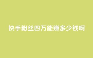 快手粉丝四万能赚多少钱啊 - ds抖音粉