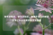 快手买粉丝，快手买粉丝，揭秘平台上的秘密交易亿乐社区低价自营货源站