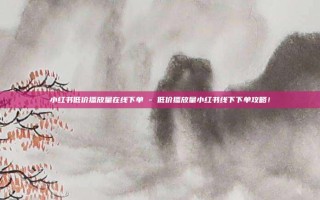 小红书低价播放量在线下单 - 低价播放量小红书线下下单攻略！