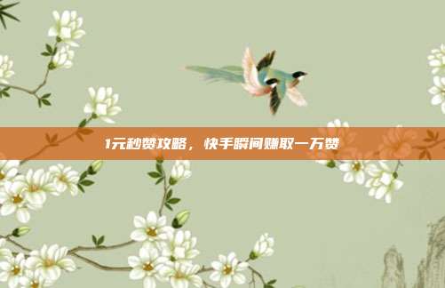 1元秒赞攻略，快手瞬间赚取一万赞  第1张