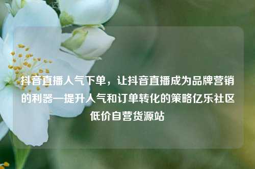 抖音直播人气下单	，让抖音直播成为品牌营销的利器—提升人气和订单转化的策略亿乐社区低价自营货源站  第1张
