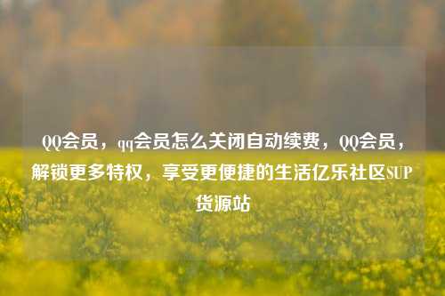 QQ会员	，qq会员怎么关闭自动续费，QQ会员，解锁更多特权	，享受更便捷的生活亿乐社区SUP货源站  第1张