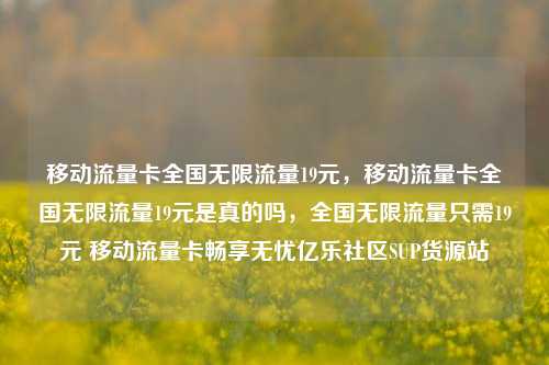 移动流量卡全国无限流量19元，移动流量卡全国无限流量19元是真的吗，全国无限流量只需19元 移动流量卡畅享无忧亿乐社区SUP货源站  第1张