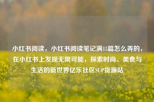 小红书阅读	，小红书阅读笔记满15篇怎么弄的，在小红书上发现无限可能，探索时尚	、美食与生活的新世界亿乐社区SUP货源站  第1张
