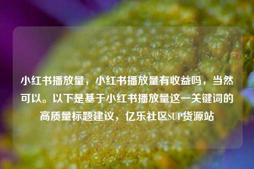 小红书播放量	，小红书播放量有收益吗，当然可以。以下是基于小红书播放量这一关键词的高质量标题建议，亿乐社区SUP货源站  第1张