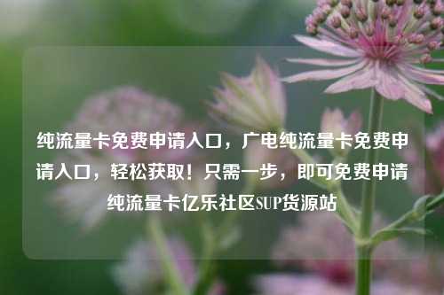 纯流量卡免费申请入口，广电纯流量卡免费申请入口	，轻松获取！只需一步，即可免费申请纯流量卡亿乐社区SUP货源站  第1张