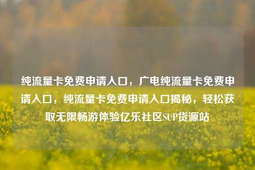 纯流量卡免费申请入口	，广电纯流量卡免费申请入口，纯流量卡免费申请入口揭秘，轻松获取无限畅游体验亿乐社区SUP货源站  第1张