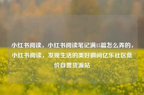 小红书阅读，小红书阅读笔记满15篇怎么弄的，小红书阅读	，发现生活的美好瞬间亿乐社区低价自营货源站  第1张