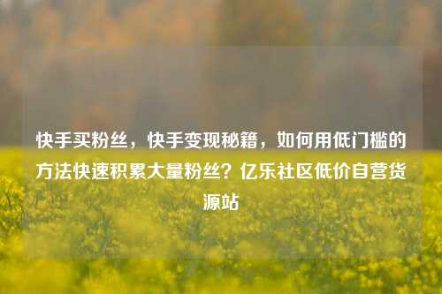 快手买粉丝，快手变现秘籍	，如何用低门槛的方法快速积累大量粉丝？亿乐社区低价自营货源站  第1张