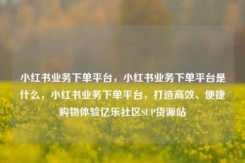 小红书业务下单平台，小红书业务下单平台是什么	，小红书业务下单平台，打造高效	、便捷购物体验亿乐社区SUP货源站  第1张